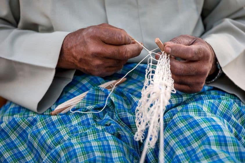 Príprava rybárskej siete.