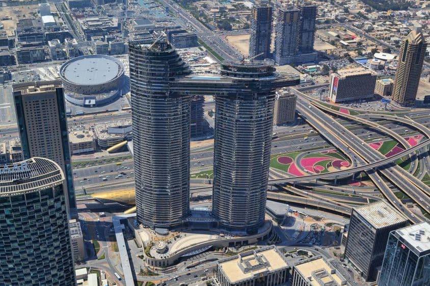 Panoráma dubajských mrakodrapov.
