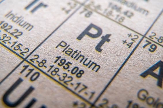 Platina symbol Pt číslo 78 v periodickej tabuľke.