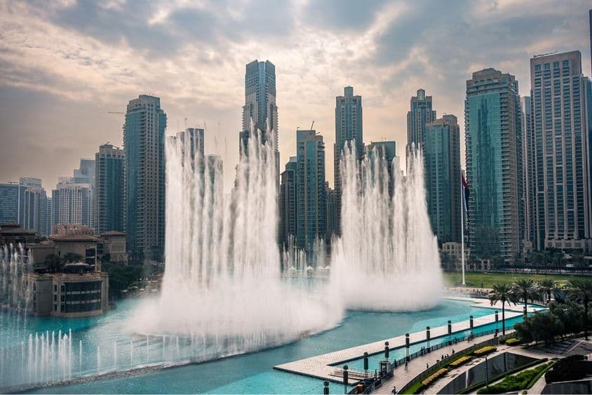 Dubajská fontána, najväčší choreografovaný fontánový systém na svete.