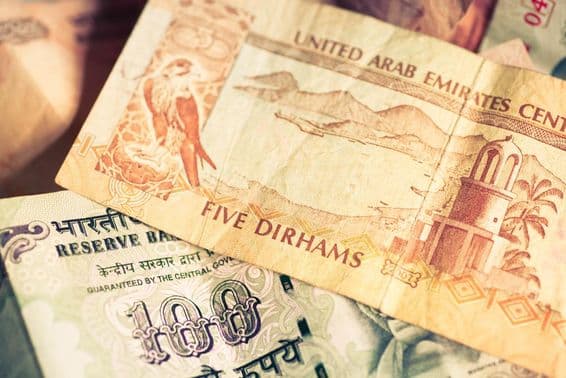 Meny Spojených arabských emirátov a Indickej republiky.