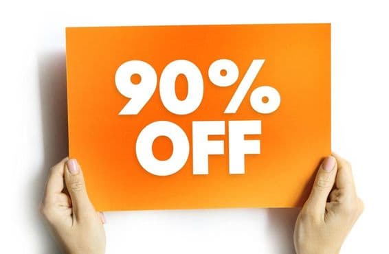 Významná zľava, kde je cena produktu alebo služby znížená o 90%.