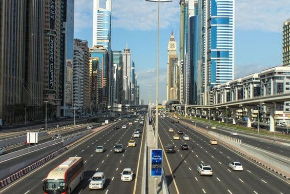Výstavba ulice Sheikh Zayed Road 23. decembra 2013 v Dubaji.