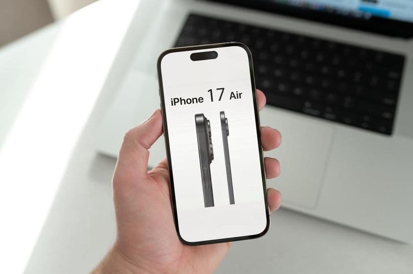 iPhone 17 Air zobrazený na obrazovke telefónu.