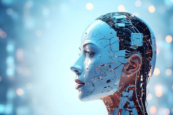 Zložito navrhnutý robot poháňaný umelou inteligenciou.