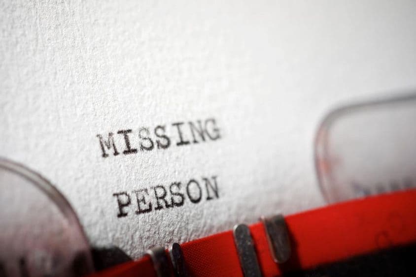 Text o zmiznutej osobe napísaný na písacom stroji.