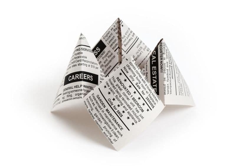 Falošný novinový inzerát.