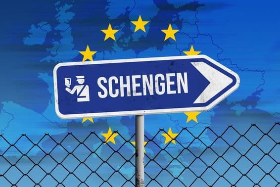 Znak Schengenu a mapa Európy