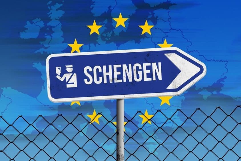 Znak Schengenu a mapa Európy