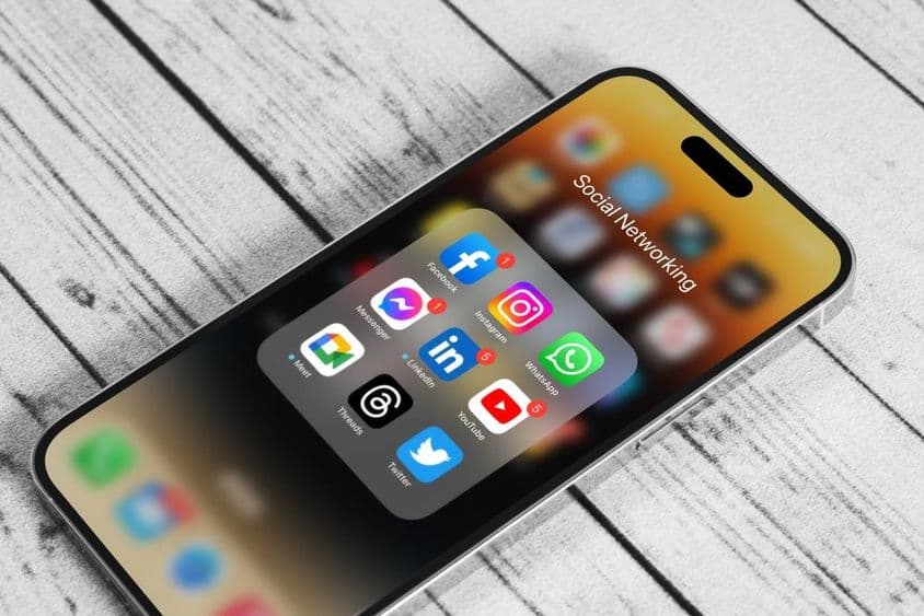 Ikony aplikácií sociálnych médií na Apple iPhone 14 Pro Max.