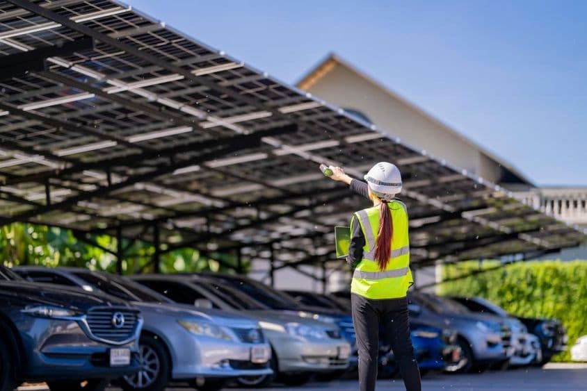 Solárne panely poskytujúce tieň a udržateľnú energiu.