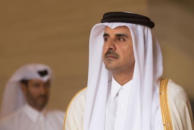 Katarský šejk Tamim bin Hamad Al Thani.