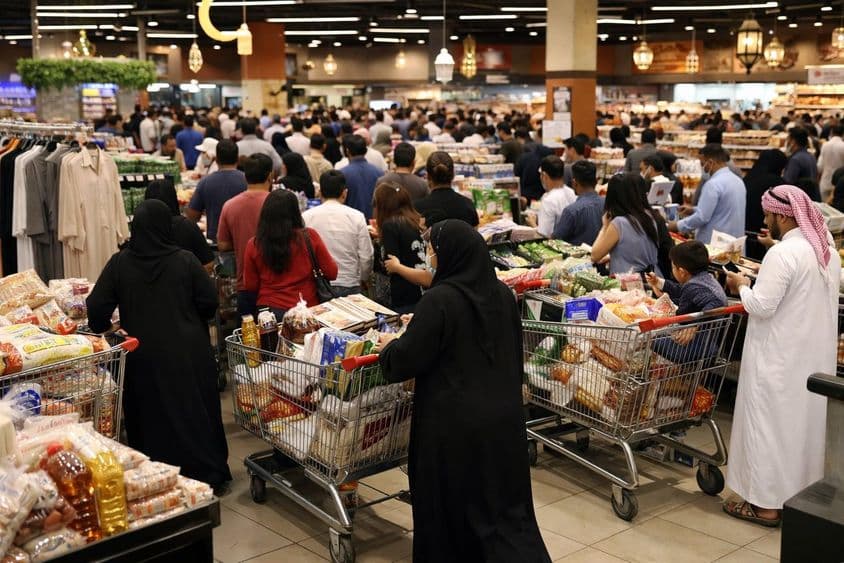 Nával na Ramadánový nákup v supermarkete