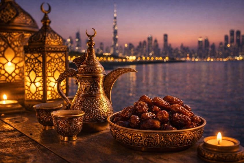 Ramadánske svetlá pri brehoch Dubaja.