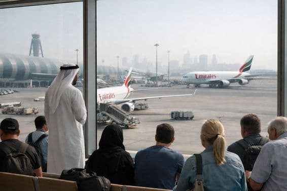 Lietadlá Emirates na letisku v Dubaji