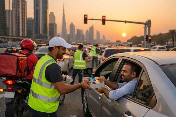 Ramadánsky iftar na cestách v Dubaji