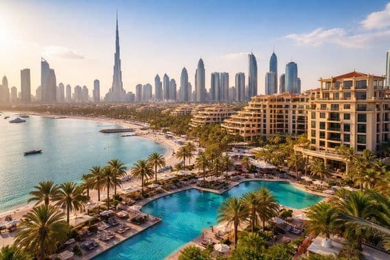 Panoráma luxusných hotelov v Dubaji