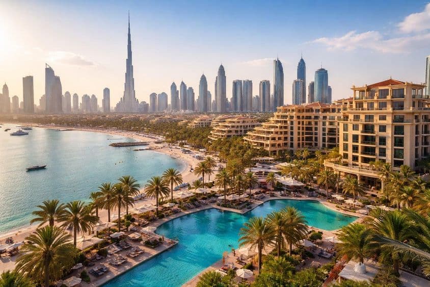 Panoráma luxusných hotelov v Dubaji