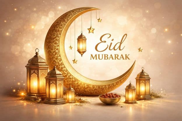 Zlatý lampión s motívom polmesiaca počas večierku