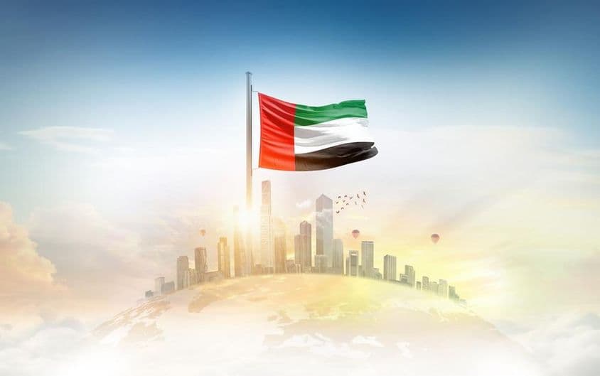 Vlajka Spojených arabských emirátov vlajúca