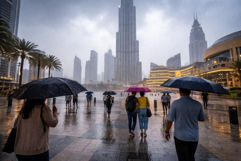 Búrka medzi dubajskými mrakodrapmi