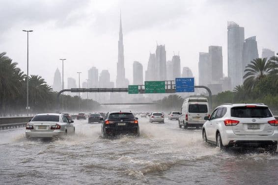 Dubajské cesty po daždi