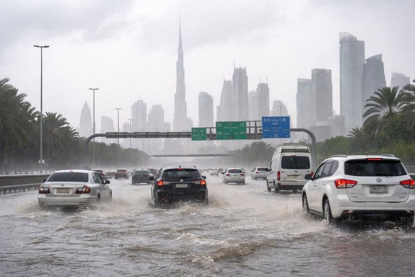 Dubajské cesty po daždi