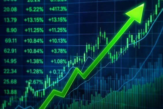 Vzostupný graf trendu akciového trhu