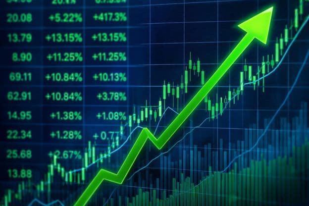 Vzostupný graf trendu akciového trhu