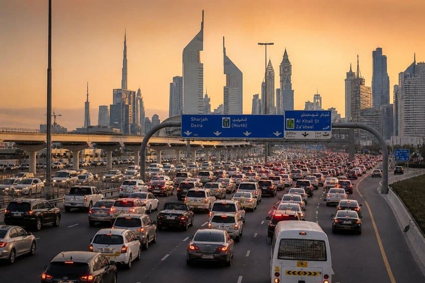 Dubajská dopravná zápcha sa vracia