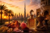 Dubaj vonia zlatým západom slnka