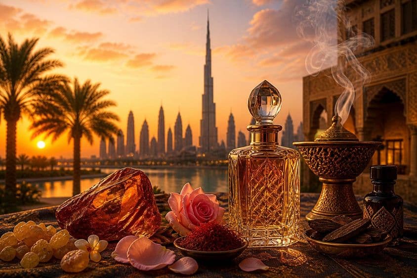 Dubaj vonia zlatým západom slnka